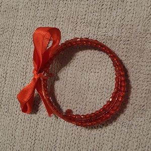 Red Beaded Memory Spring Wire Bracelet